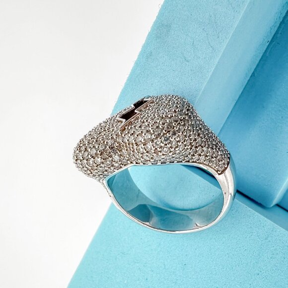 925 Sterling Sliver Moissanite Broken Heart Ring, 2.9ctw VVS Stones Hip Hop Jewe - Picture 6 of 9